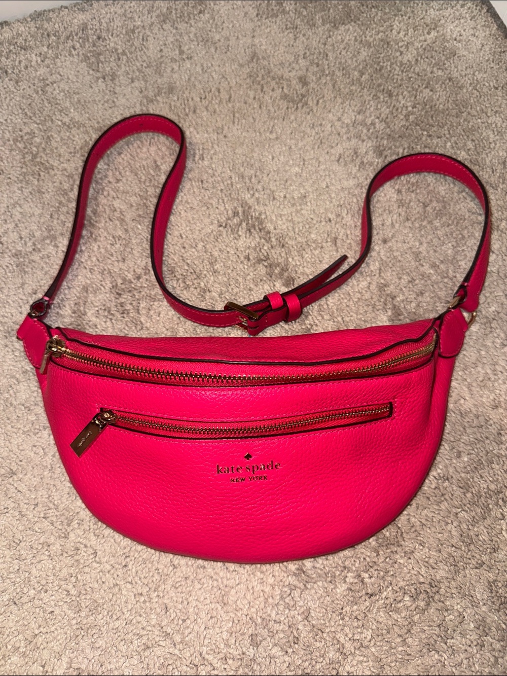 kate spade Hot Pink Pebble Leather Crossbody Belt Bag